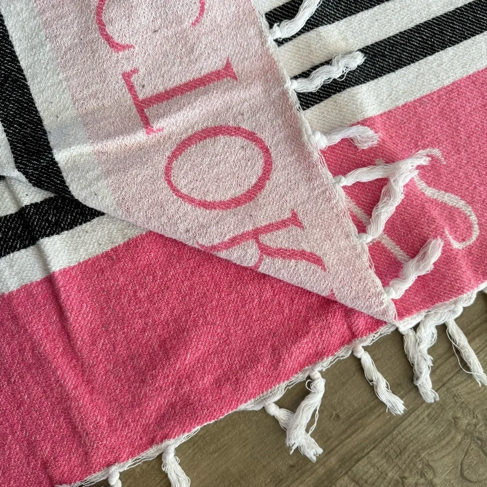 Victoria’s Secret woven logo beach blanket throw